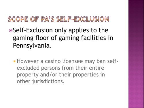 Pennsylvania's Self-Exclusion Program