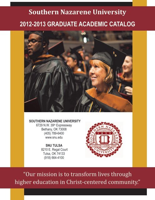 2012-2013 SNU Graduate Academic Catalog - Southern Nazarene ...