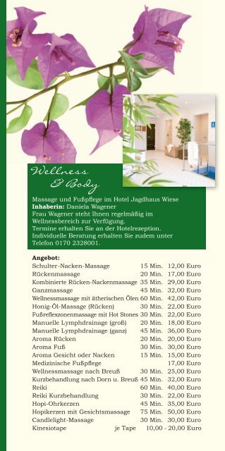 Informations- und Preisliste 2012 - Hotel Jagdhaus Wiese