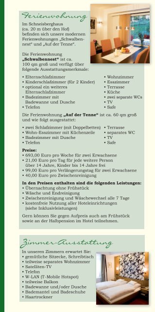 Informations- und Preisliste 2012 - Hotel Jagdhaus Wiese