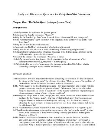 Study and Discussion Questions for Early Buddhist Discourses