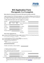 M-8 Application Form Therapeutic Use Exemption - FIVB