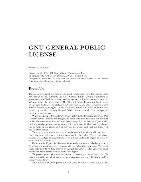GNU GENERAL PUBLIC LICENSE