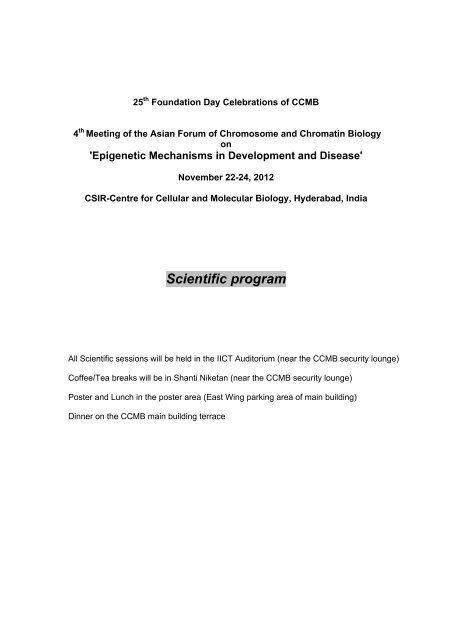 View The Symposium Program Details - CCMB