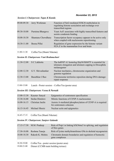 View The Symposium Program Details - CCMB