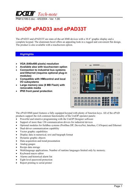 UniOP ePAD33 and ePAD33T