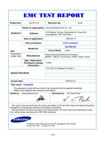 EMC TEST REPORT - Samsung CCTV