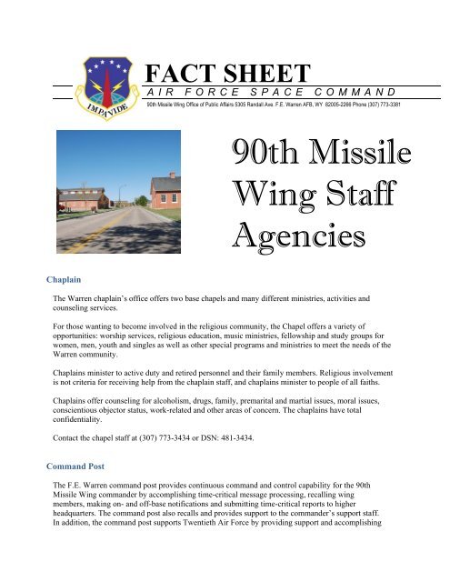 90th Missile Wing Staff Agencies - FE Warren Air Force Base