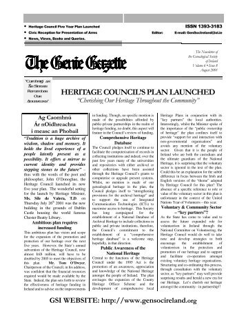 August 2001 - Genealogical Society of Ireland