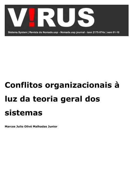 Conflitos organizacionais à luz da teoria geral dos ... - Nomads.usp