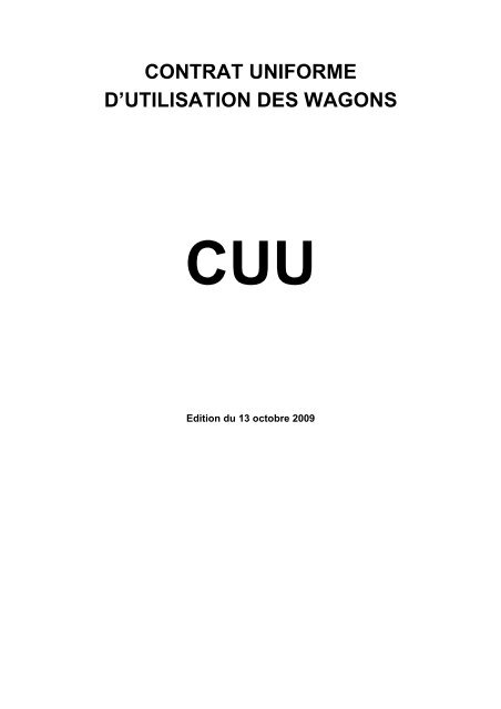contrat uniforme d'utilisation des wagons cuu - Trenitalia