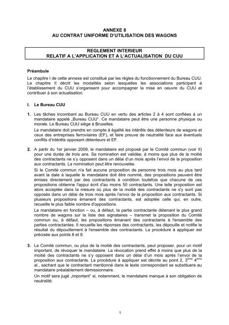 contrat uniforme d'utilisation des wagons cuu - Trenitalia