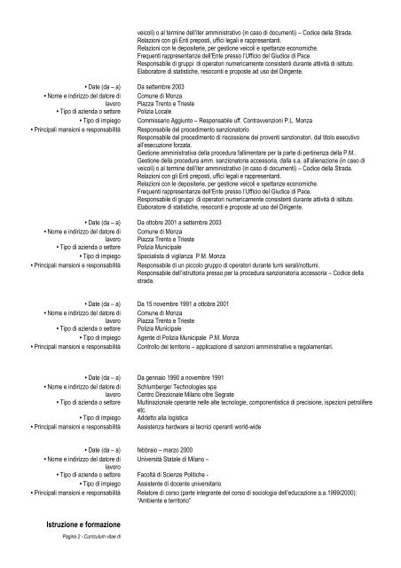 FORMATO EUROPEO PER IL CURRICULUM VITAE