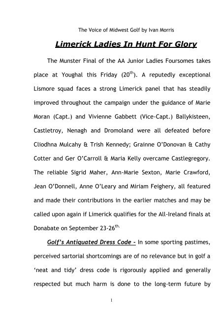 Golf's Antiquated Dress Code - Limerick Golf Club