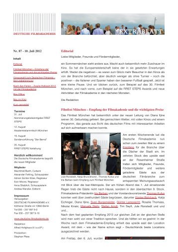 EXTRABLATT Deutsche Filmakademie - 10. Juli 2012 - Upside East
