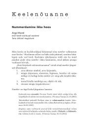 Nummerdamine ikka hoos - Emakeele Selts