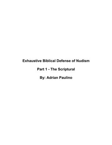 Exhaustive Biblical Defense of Nudism - Echo of Infinity