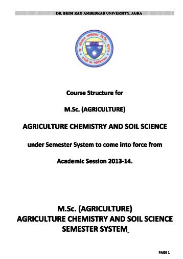 M. Sc (Agriculture chemistry & Soil Science) - Dr BR Ambedkar ...