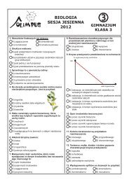 OLIMPUS Sesja jesienna 2012 - Biologia, kl. 3 Gimnazjum