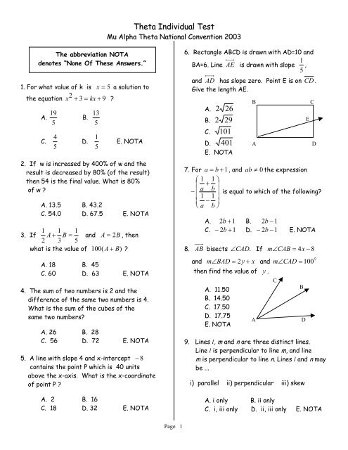 Theta Individual Test Mu Alpha Theta