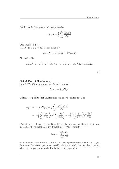 El Laplaciano en Variedades Riemannianas - Centro de MatemÃ¡tica