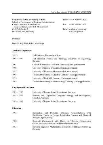 Curriculum vitae of WOLFGANG KÜRSTEN Friedrich-Schiller ...