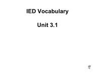 IED Unit 3-1 Vocabulary (PDF) - Stratford High School
