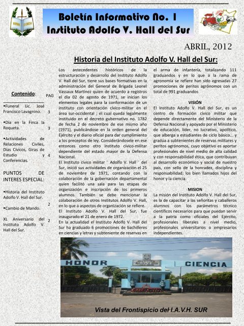 BoletÃƒÂ­n Informativo Instituto Adolfo V. Hall del Sur - Ministerio de la ...