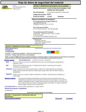 Hoja de datos de seguridad del material - Zep Professional