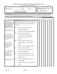 independent reading level percentage independent reading level percentage