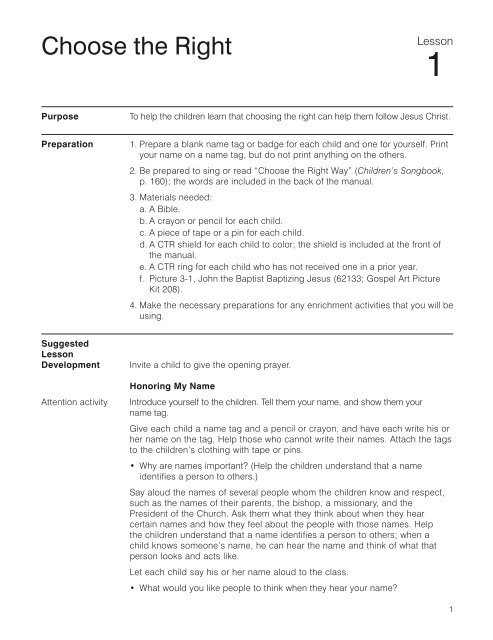 Primary 3 Manual - The Church of Jesus Christ of Latter-day Saints