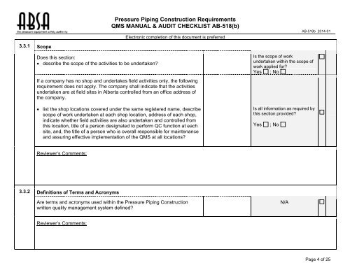 Pressure Piping Construction Requirements QMS MANUAL ... - ABSA