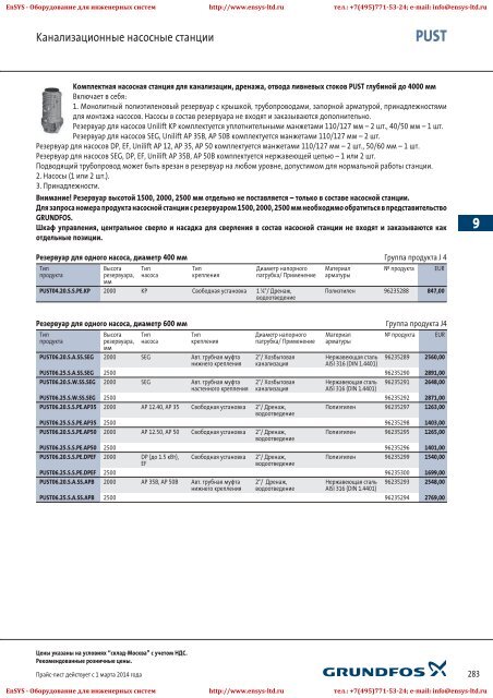 ÐÑÐ°Ð¹Ñ-Ð»Ð¸ÑÑ Grundfos 2013