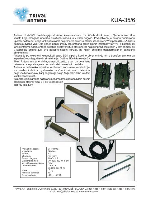 KOMPLETNI KATALOG vseh proizvodov v slovenščini - Trival Antene