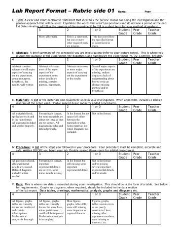 Biology lab report rubric