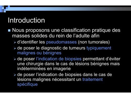 Masse solide du rein de l'adulte : dÃ©marche diagnostique