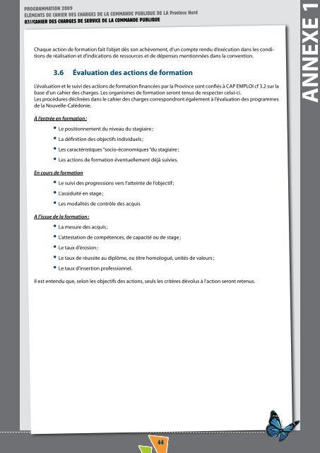 Programme d'insertion - Province Nord