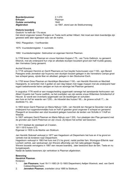 2.1.070 Boerderij Plasman, Stokkumerweg - De Hofmarken