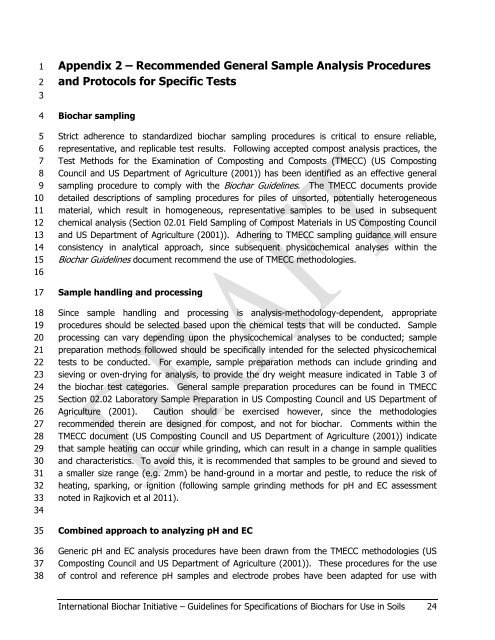 Guidelines for Specifications of Biochars for Use in Soils FINAL ...