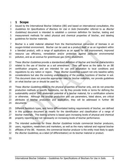 Guidelines for Specifications of Biochars for Use in Soils FINAL ...