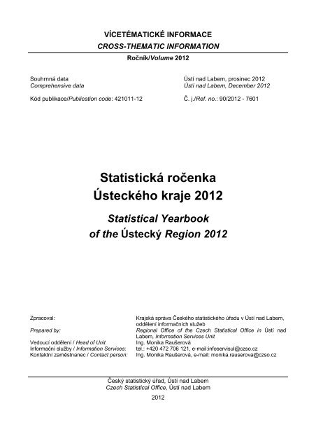 StatistickÃ¡ roÄenka ÃsteckÃ©ho kraje 2012 - ÄeskÃ½ statistickÃ½ ÃºÅad