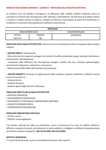 LEZIONE 6 – PROFILASSI DELLE MALATTIE ... - life and fitness