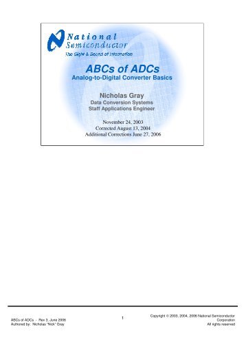 ABCs of ADCs - Analog-to-Digital Converter Basics (PDF)