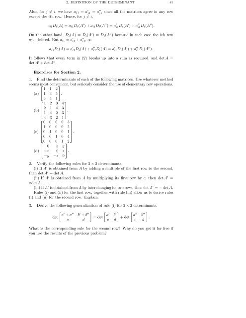 DETERMINANTS AND EIGENVALUES 1. Introduction Gauss ...