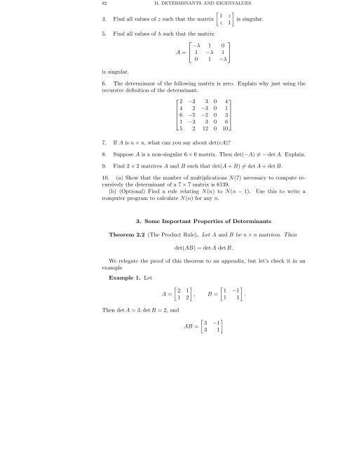 DETERMINANTS AND EIGENVALUES 1. Introduction Gauss ...