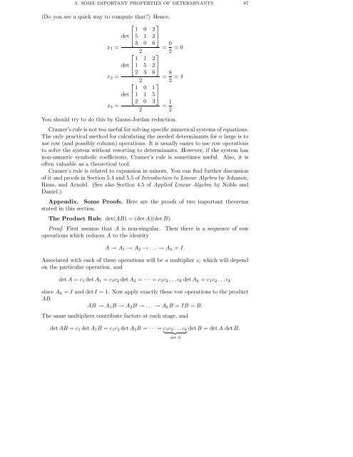 DETERMINANTS AND EIGENVALUES 1. Introduction Gauss ...