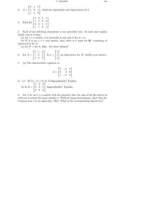DETERMINANTS AND EIGENVALUES 1. Introduction Gauss ...