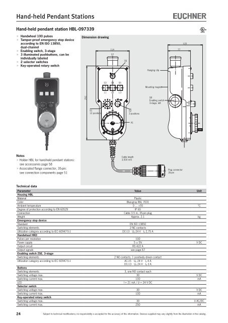 Hand-held Pendant Stations - EUCHNER GmbH + Co. KG