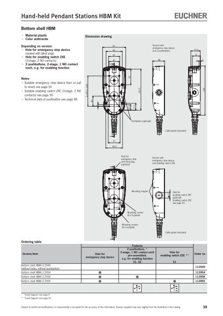 Hand-held Pendant Stations - EUCHNER GmbH + Co. KG