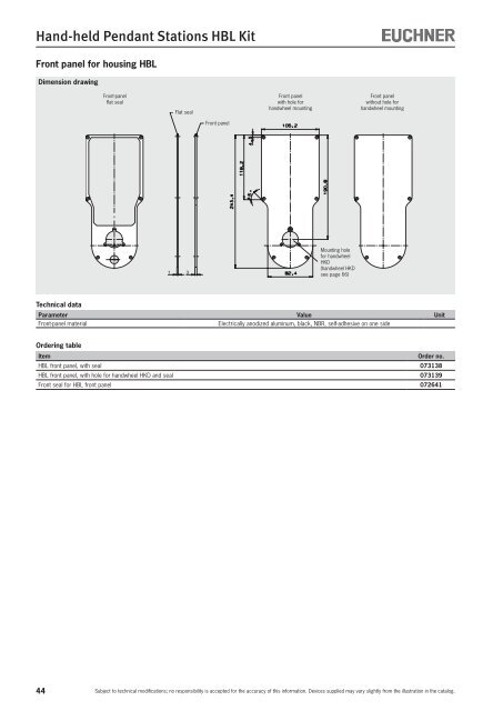 Hand-held Pendant Stations - EUCHNER GmbH + Co. KG